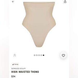 NWOT SKIMS Seamless Sculpt High-Waisted Thong - Tan